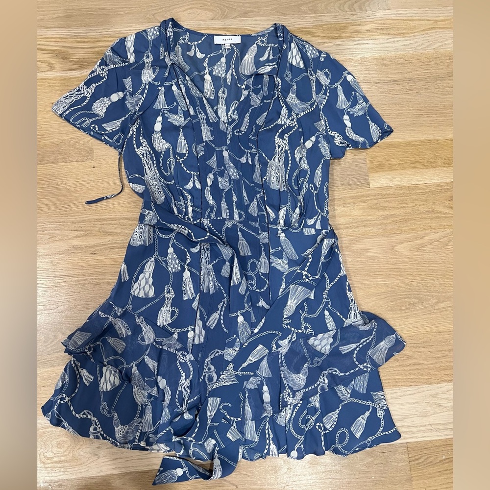reiss blue and white dress size US 10